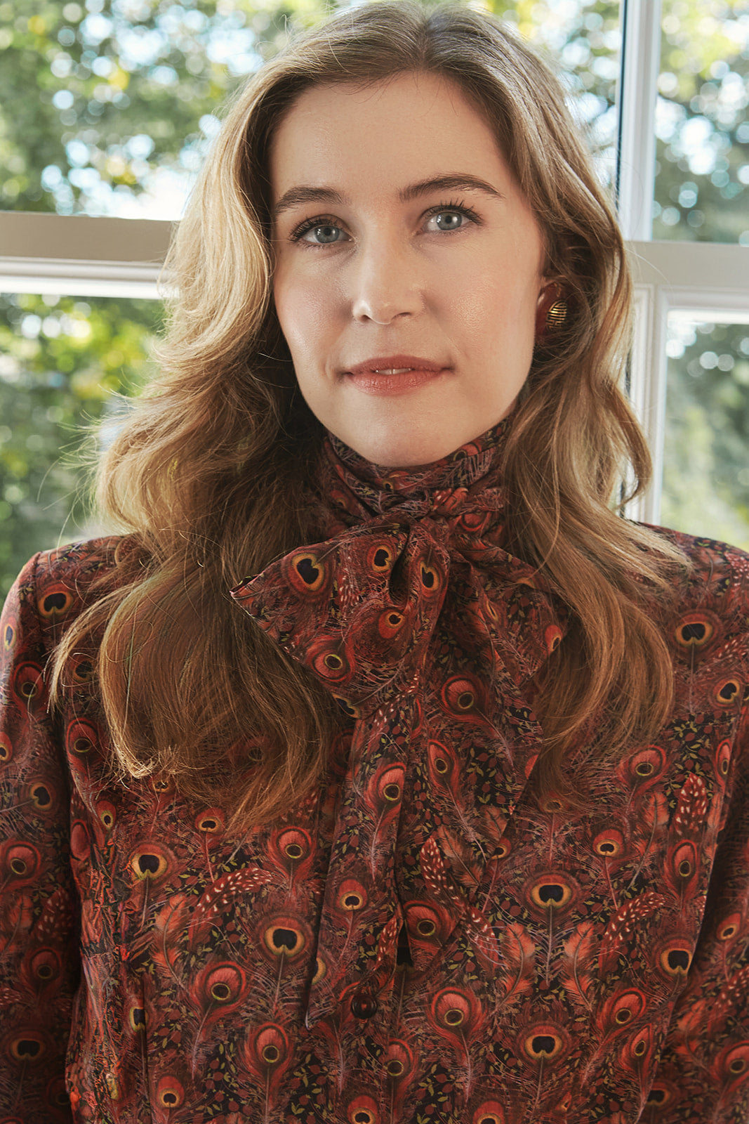 Chestnut and Amber Tie-neck Blouse