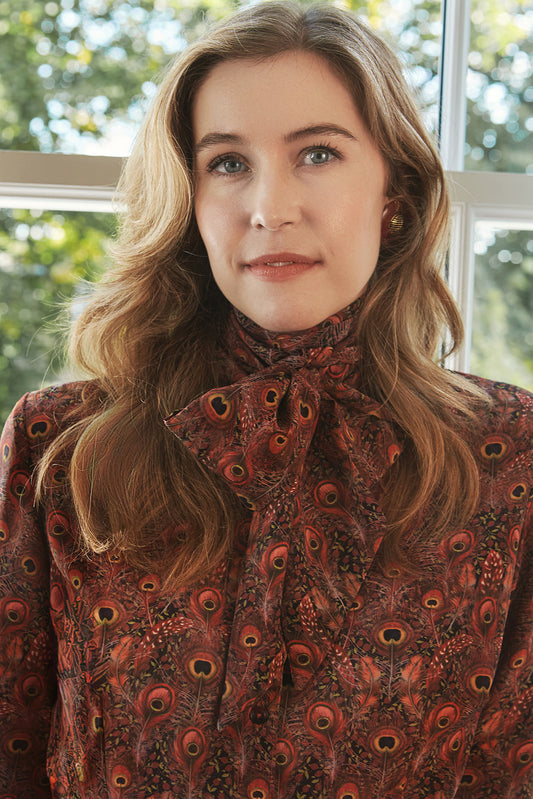 Chestnut and Amber Tie-neck Blouse