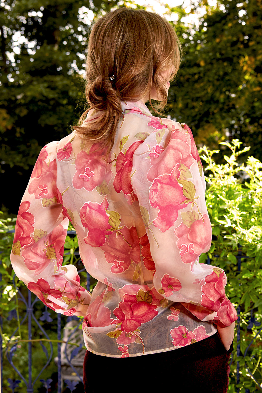 Garden Blush Silk Organza Blouse
