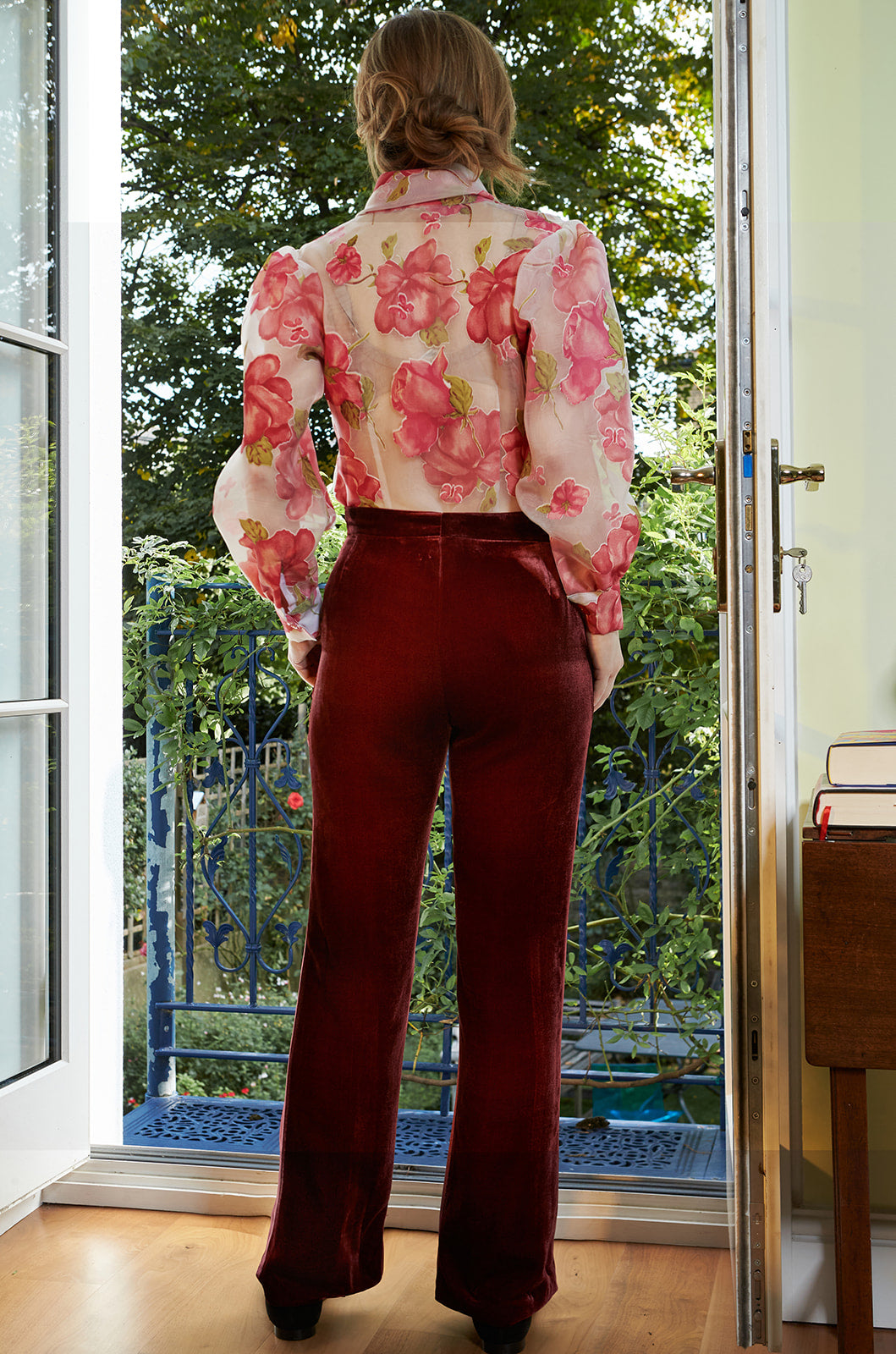 Plush Silk Velvet Wine Trousers