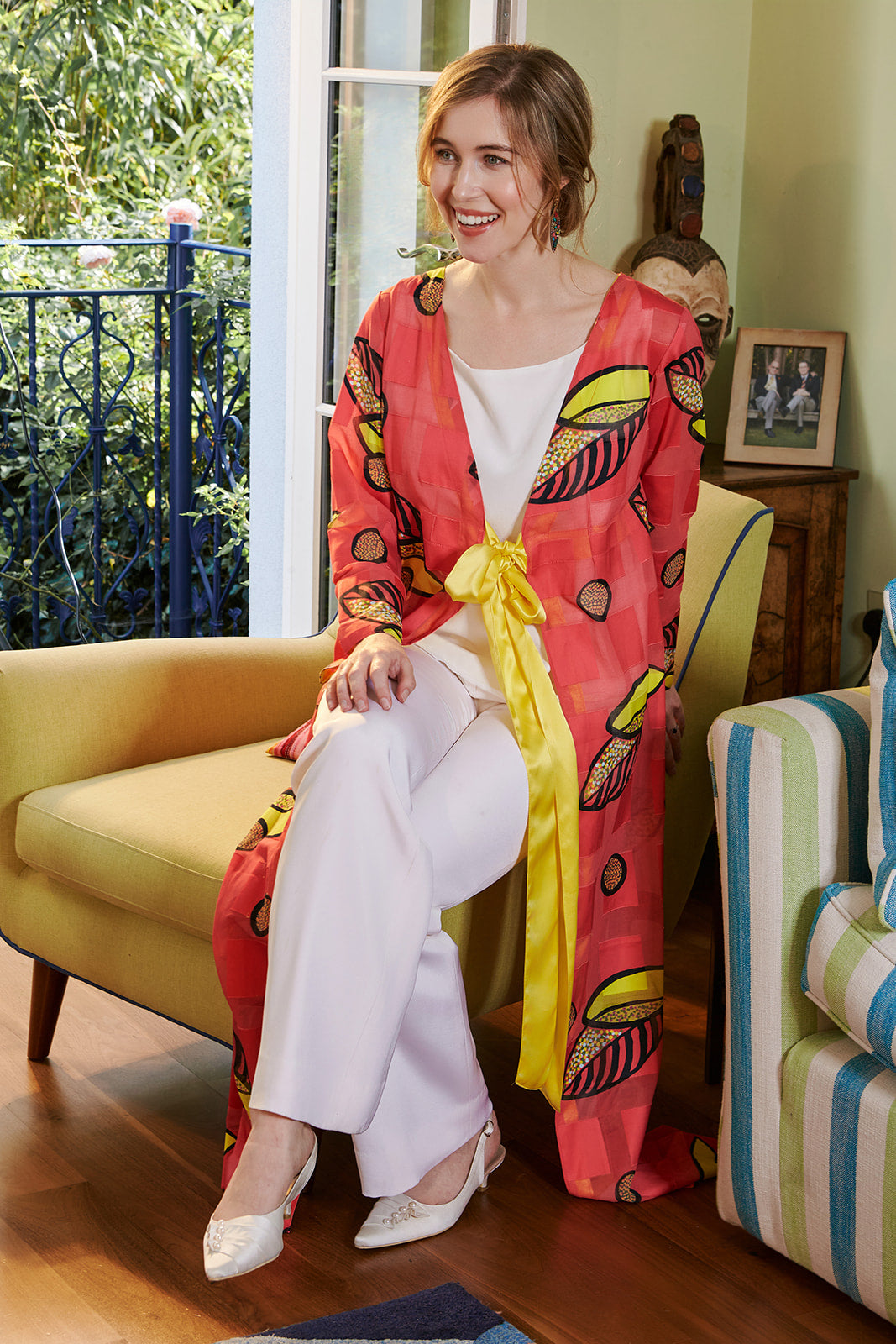 Red and Yellow Geometric Peignoir