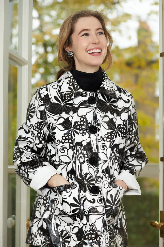 Floral contrast A-Line Shower-proof Jacket