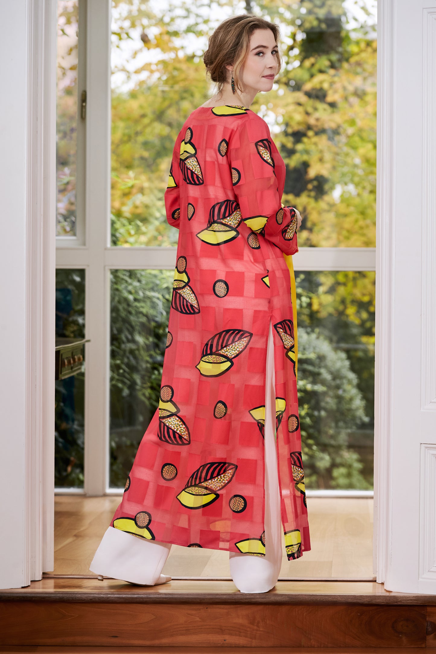 Red and Yellow Geometric Peignoir