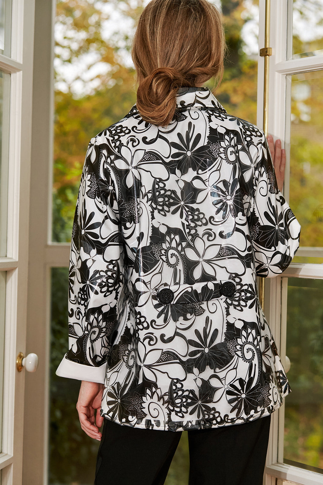 Floral contrast A-Line Shower-proof Jacket