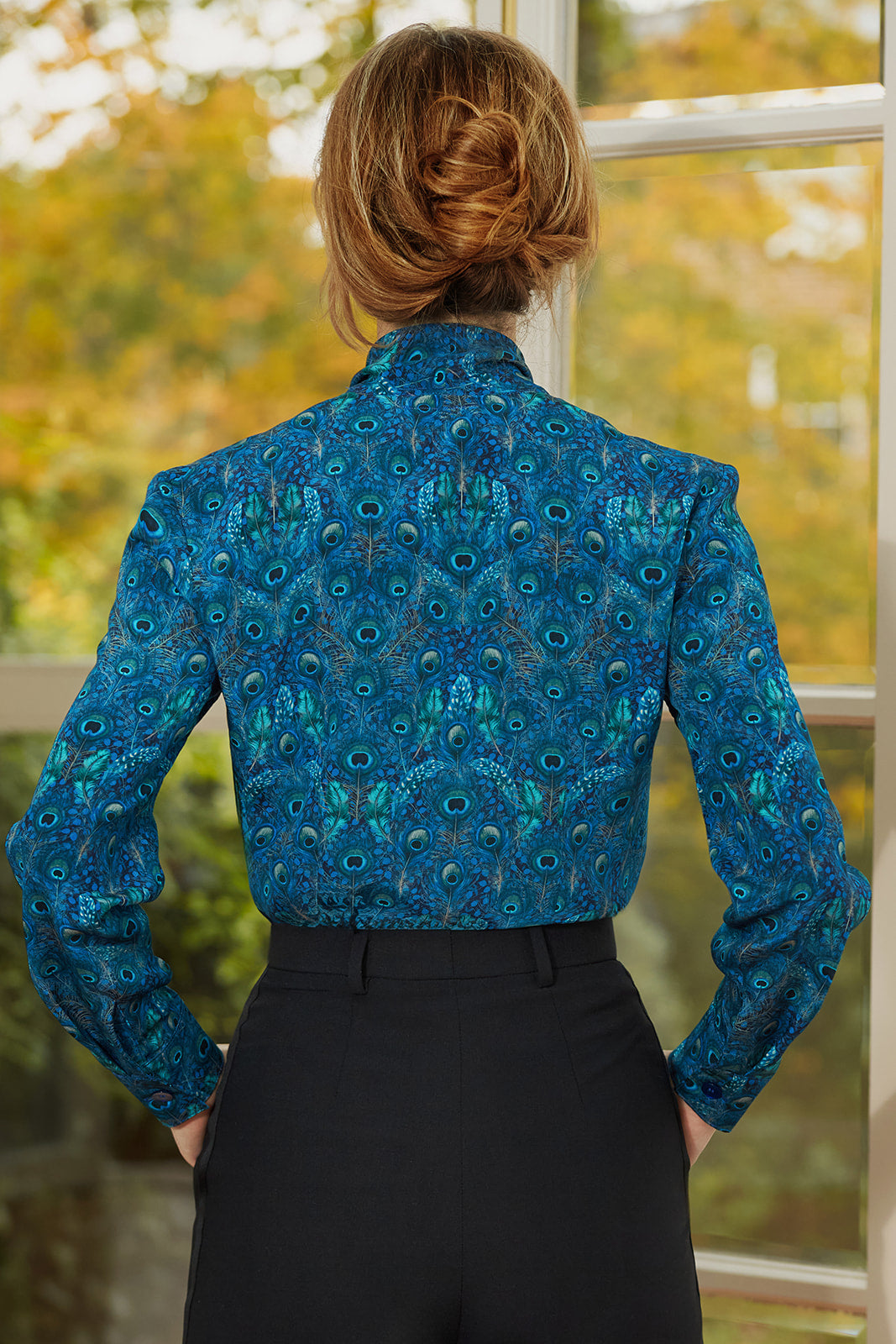 Teal Tie-neck Blouse