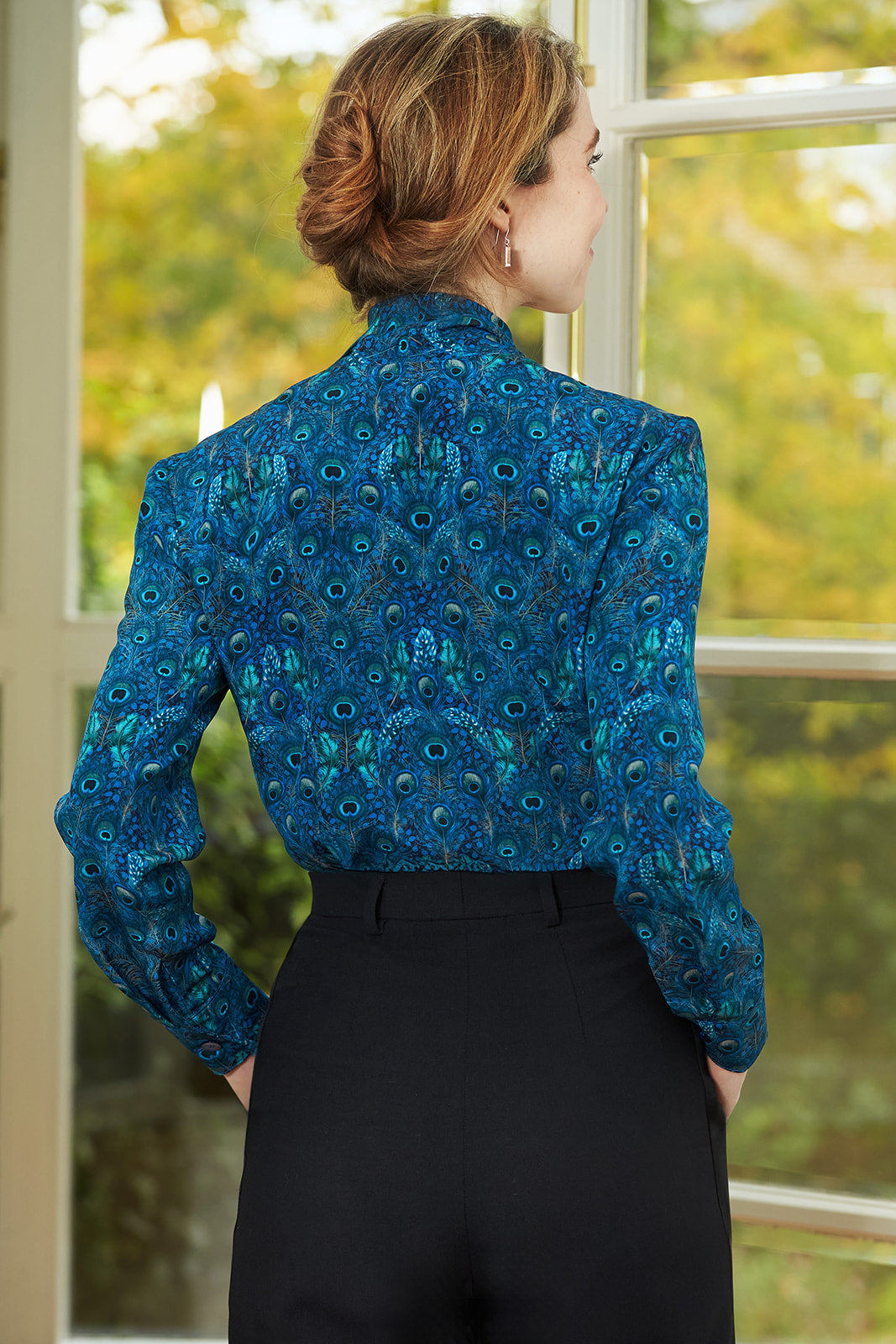 Teal Tie-neck Blouse